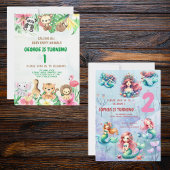 ワイルドワントロピカルサファリジャングルアニマルズ誕生日 招待状