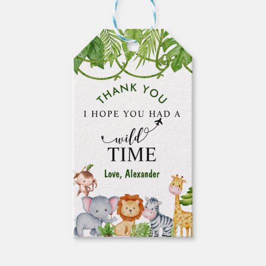 ワイルドワントロピカルサファリジャングル誕生日 ギフトタグ (正面)