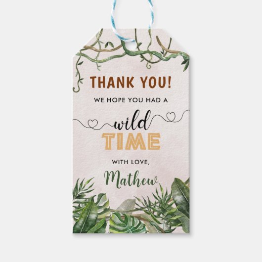 ワイルドワントロピカルサファリファースト誕生日 ギフトタグ (正面)