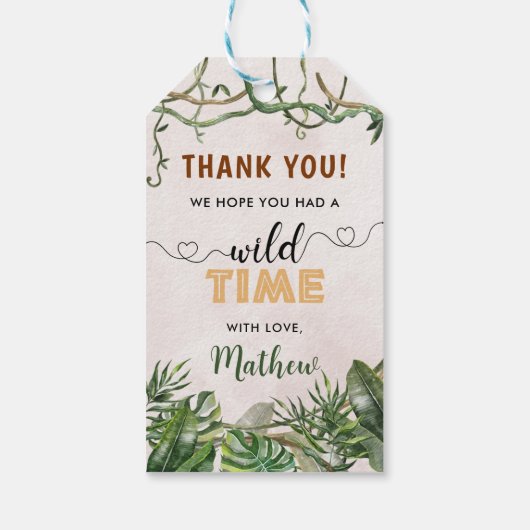 ワイルドワントロピカルサファリファースト誕生日 ギフトタグ (裏面)