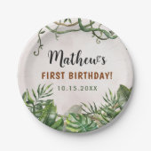 ワイルドワントロピカルサファリファースト誕生日 ペーパープレート (正面)