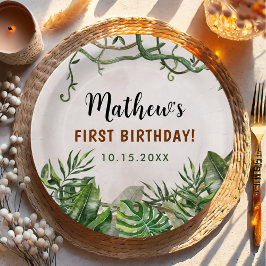 ワイルドワントロピカルサファリファースト誕生日 ペーパープレート