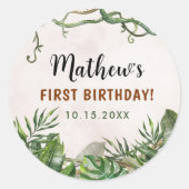 ワイルドワントロピカルサファリファースト誕生日 ラウンドシール (正面)