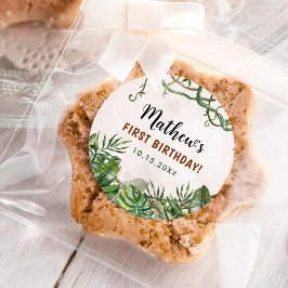 ワイルドワントロピカルサファリファースト誕生日 ラウンドシール