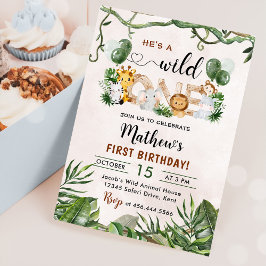 ワイルドワントロピカルサファリファースト誕生日 招待状