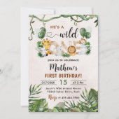 ワイルドワントロピカルサファリファースト誕生日 招待状 (正面)