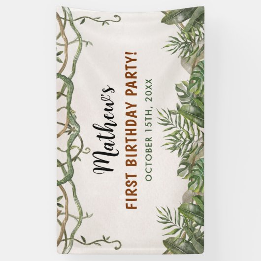 ワイルドワントロピカルサファリファースト誕生日 横断幕 (縦)