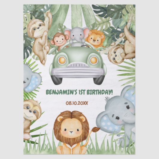 ワイルドワントロピカルジャングルアニマルズ誕生日 薄葉紙 (正面)