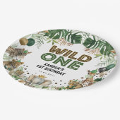 ワイルドワントロピカルジャングルサファリアニマルズ誕生日 ペーパープレート (アングル)