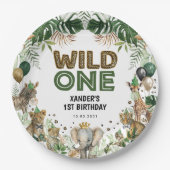 ワイルドワントロピカルジャングルサファリアニマルズ誕生日 ペーパープレート (正面)