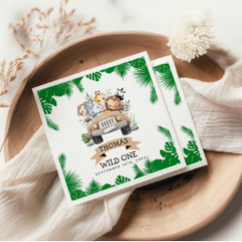 ワイルドワントロピカルジャングルサファリ誕生日 スタンダードカクテルナプキン