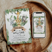 ワイルドワントロピカルジャングルサファリ誕生日 招待状