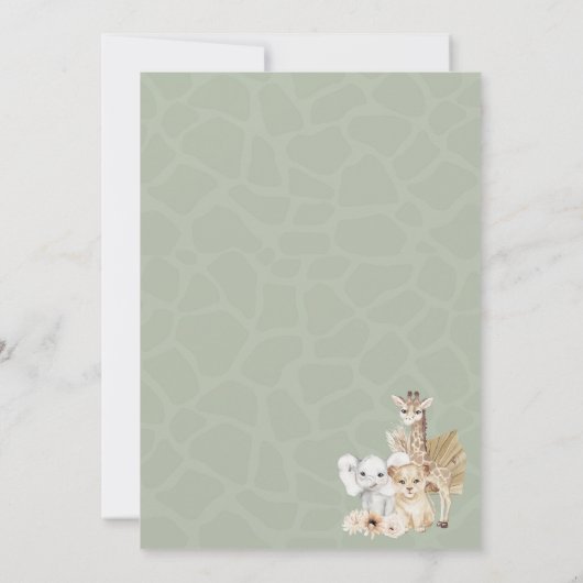 ワイルドワントロピカルジャングルボホサファリベイビーシャワー 招待状 (裏面)