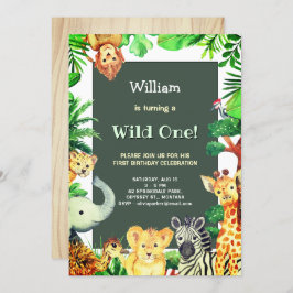 ワイルドワントロピカルレインフォレストお洒落誕生日 招待状
