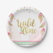 ワイルドワント部族金ゴールド最初の誕生日紙プレート ペーパープレート (正面)