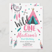 ワイルドワンドリームキャッチャーティーピー誕生日招待状 招待状 (正面/裏面)