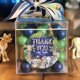 ワイルドワンネイビーブルーボーイ1歳の誕生日の感謝していお願い ラウンドシール