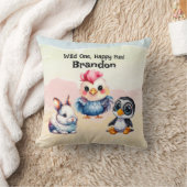 ワイルドワンハッピーおもしろいウッドランドアニマルズウォーター色 クッション (ブランケット)