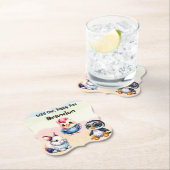 ワイルドワンハッピーおもしろいウッドランドアニマルズウォーター色 ペーパーコースター (インサイチュ)