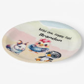 ワイルドワンハッピーおもしろいウッドランドアニマルズウォーター色 ペーパープレート (アングル)