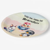 ワイルドワンハッピーおもしろいウッドランドアニマルズウォーター色 ペーパープレート (アングル)