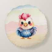 ワイルドワンハッピーおもしろいウッドランドアニマルズウォーター色 ラウンドクッション (裏面)