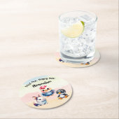 ワイルドワンハッピーおもしろいウッドランドアニマルズウォーター色 ラウンドペーパーコースター (インサイチュ)