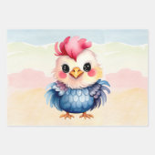 ワイルドワンハッピーおもしろいウッドランドアニマルズウォーター色 ラッピングペーパーシート (正面2)