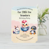 ワイルドワンハッピーおもしろいウッドランドアニマルズウォーター色 招待状 (スタンド正面)