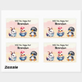 ワイルドワンハッピーおもしろいウッドランドアニマルズウォーター色 長方形シール (シート)