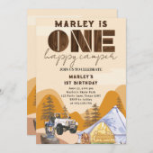 ワイルドワンハッピーカンパーウッドランド1歳 招待状 (正面/裏面)