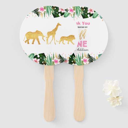 ワイルドワンハンドファンパーティージャングル動物パーティーの好意 ハンドファン (正面&裏面)