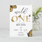 ワイルドワンバタフライファースト誕生日招待状 招待状 (スタンド正面)