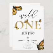 ワイルドワンバタフライファースト誕生日招待状 招待状 (正面/裏面)