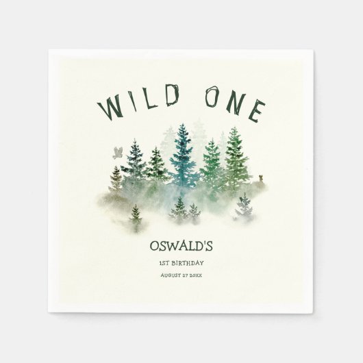 ワイルドワンバースウッドランドウォーター色 スタンダードカクテルナプキン (正面)
