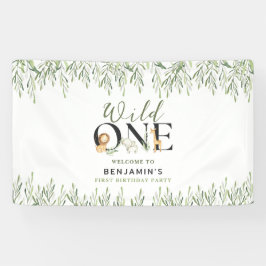 ワイルドワンバースデーサファリ動物ウェルカムパーティー 横断幕