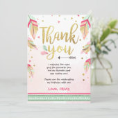 ワイルドワンバースデーサンキューカードピンク金ゴールドガール サンキューカード (スタンド正面)