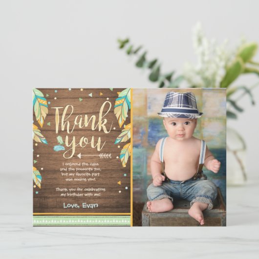 ワイルドワンバースデーサンキューカードブルーグリーンボーイ サンキューカード (スタンド正面)