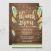 ワイルドワンバースデーサンキューカードブルーグリーンボーイ 招待状 (正面/裏面)