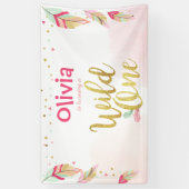 ワイルドワンバースデーバナーフェザー金ゴールドボホトライバル 横断幕 (縦)