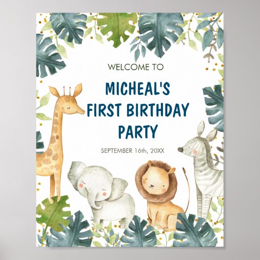 ワイルドワンバースデーパーティーウェルカムサイン ポスター (正面)