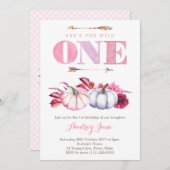 ワイルドワンバースデーパーティーテーマ、秋1st誕生日 招待状 (正面/裏面)