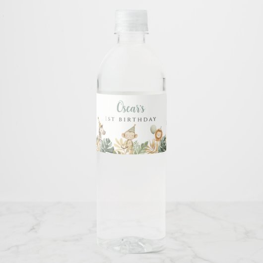 ワイルドワンバースデーパーティードコーサファリアニマルジャングル ペットボトルラベル (正面)