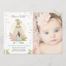 ワイルドワンバースデー招待Teepee Boho Girl 招待状