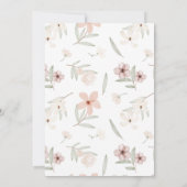 ワイルドワンパステルピンクワイルドフラワーファースト誕生日 招待状 (裏面)