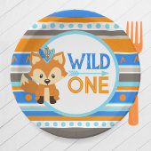 ワイルドワンパターン(の模様が)あるキツネ1st誕生日紙プレート ペーパープレート