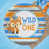 ワイルドワンパターン(の模様が)あるキツネ1st誕生日紙プレート ペーパープレート