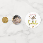 ワイルドワンパーソナライズされたガールファースト誕生日写真 コンフェッティ (裏面)