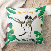 ワイルドワンパーソナライズされたキャッティキャットキッズ1st誕生日 クッション (ブランケット)