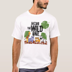 ワイルドワンパーソナライズされたサファリ誕生日パパ Tシャツ